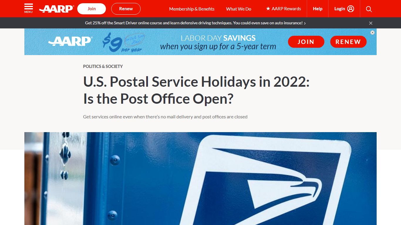 USPS Holidays 2022: Is the Post Office Open? - AARP