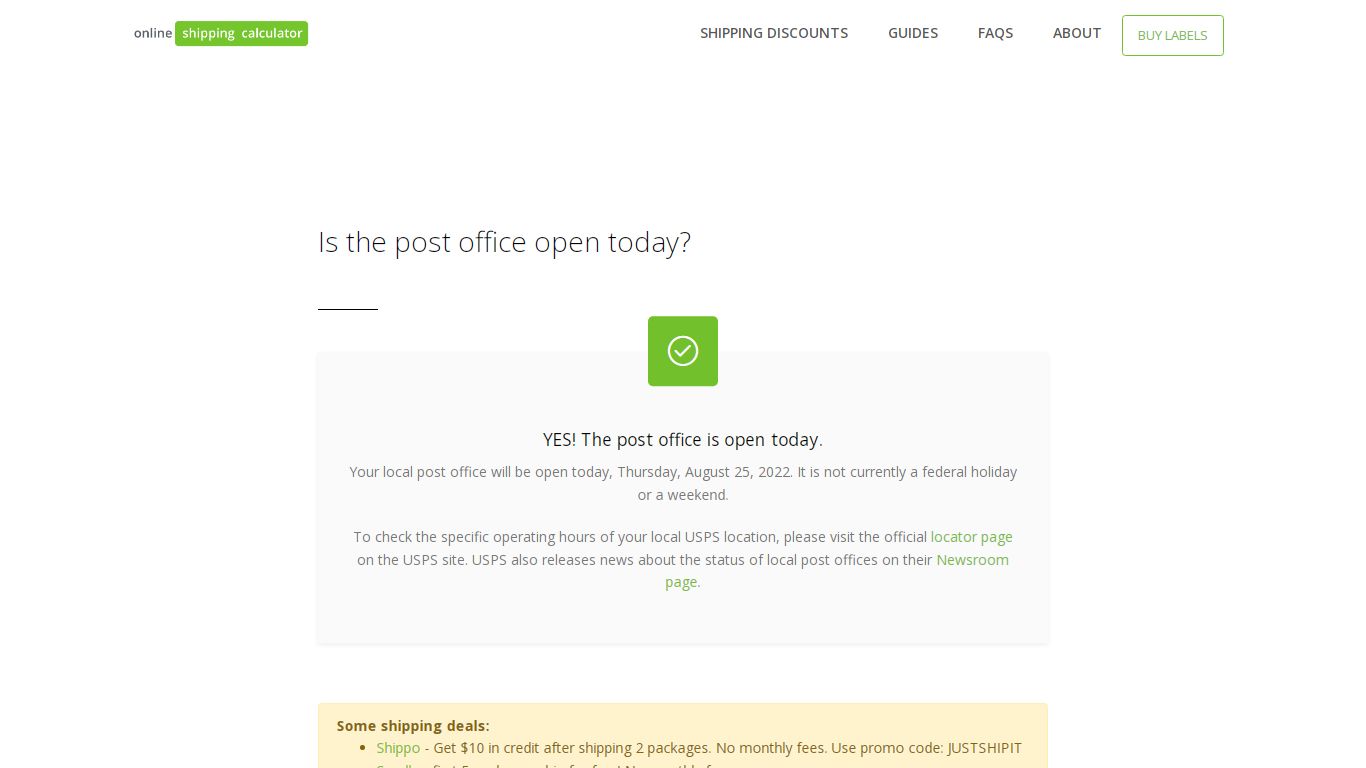 USPS Holidays - Days the post office is closed this year and next.